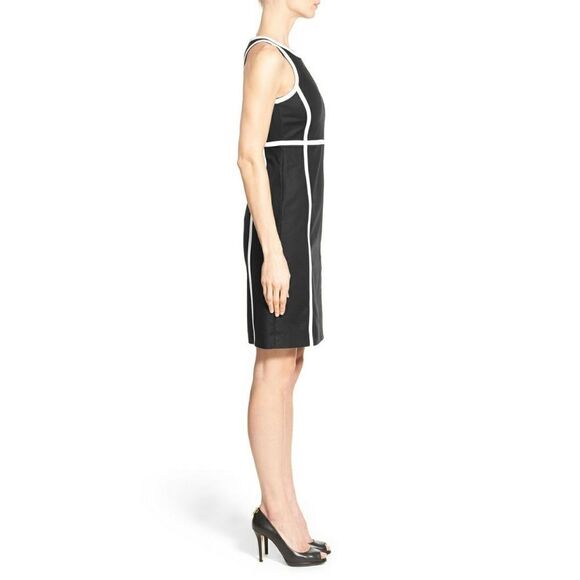 New! MICHAEL KORS Women's Zip-Front Contrast Black Sheath Dress Size 8 - Picture 4 of 5